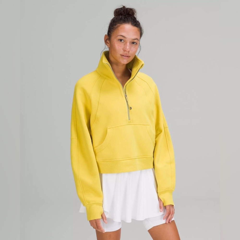 Lululemon Soleil Yellow Half-Zip Cropped Scuba M/L